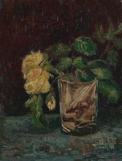 Glas mit gelben Rosen von Vincent van Gogh